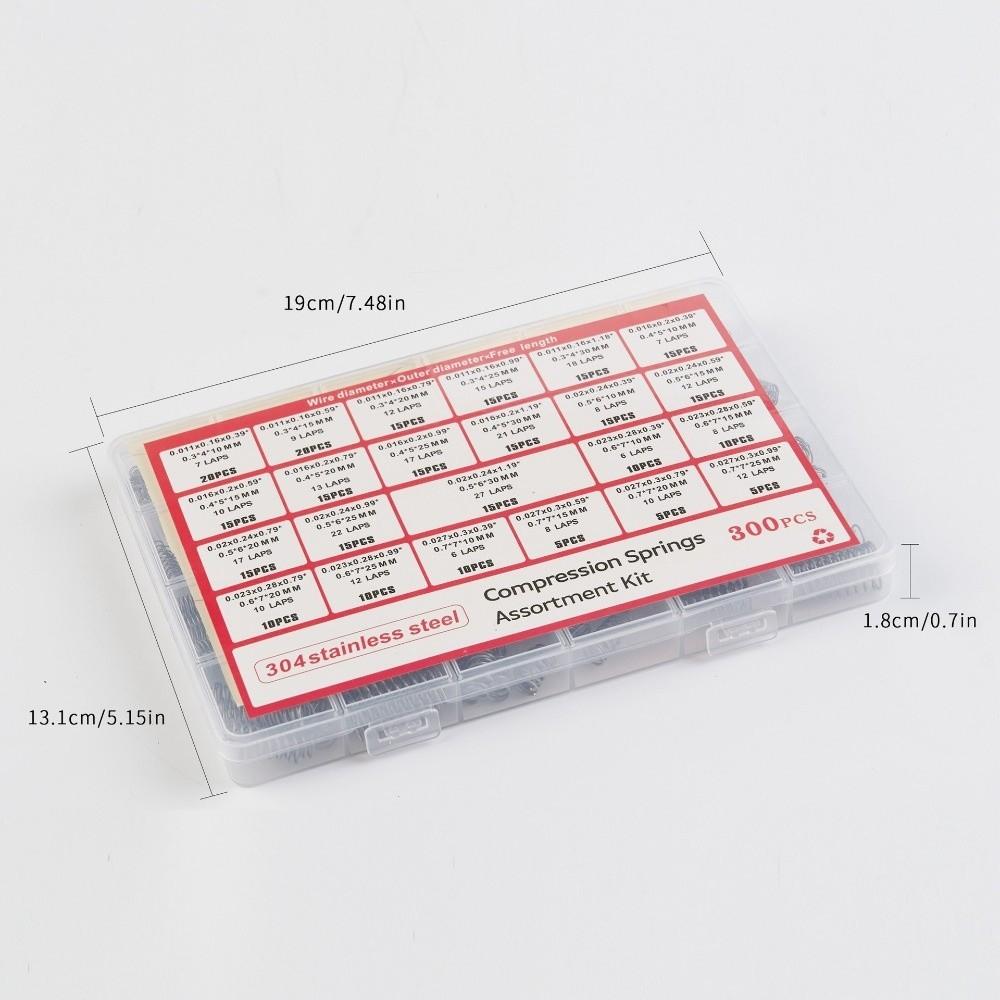 300 KS/krabice Sada pružin tažných a tlačných 23 velikostí Nerezová ocel 304 Malé pružiny Nářadí pro kutily Kování