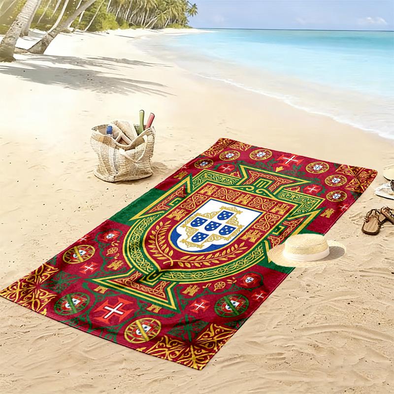 Portuguese Heritage Emblem Beach Towel Beach Towel for Vacation Photos Soft Absorbent Bath Towel Quick-drying Swim Towel Swim Beach