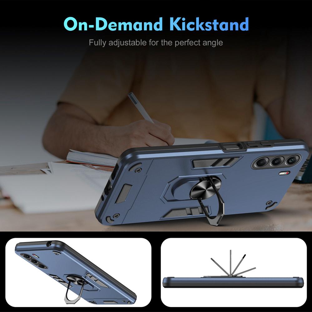 KEYSION Shockproof Armor Case for TECNO Camon 40 Pro 4G 5G Soft Silicone+PC Metal Ring Stand Phone Back Cover for CAMON 40 4G
