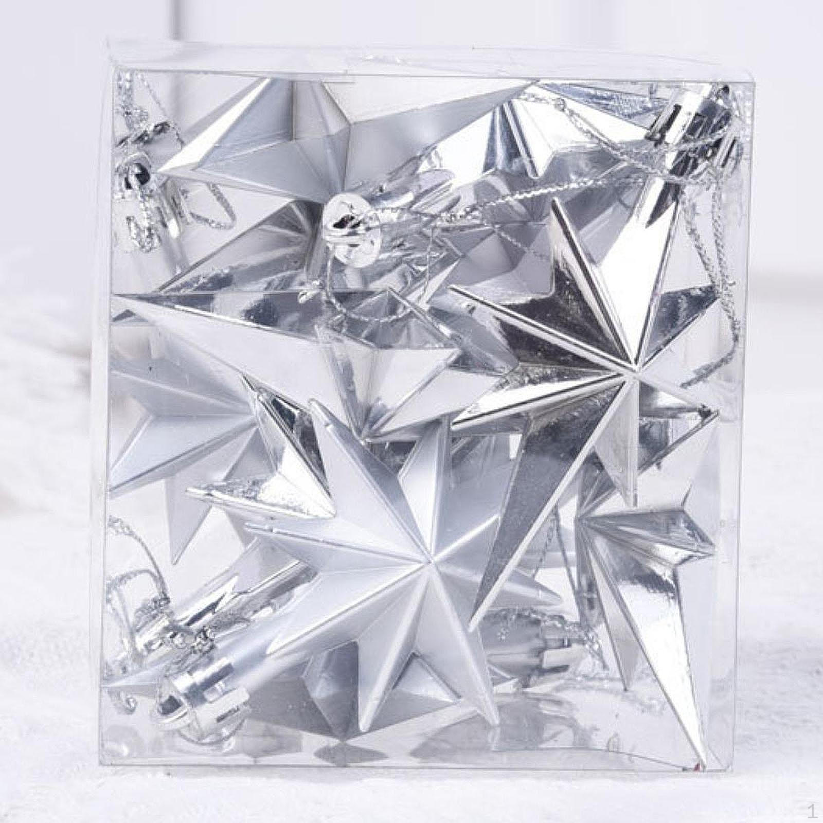 

12 Pieces Star Hanging Ornaments Christmas Decorations Lovely Xmas Decor Charm Pendants for Holiday Argent