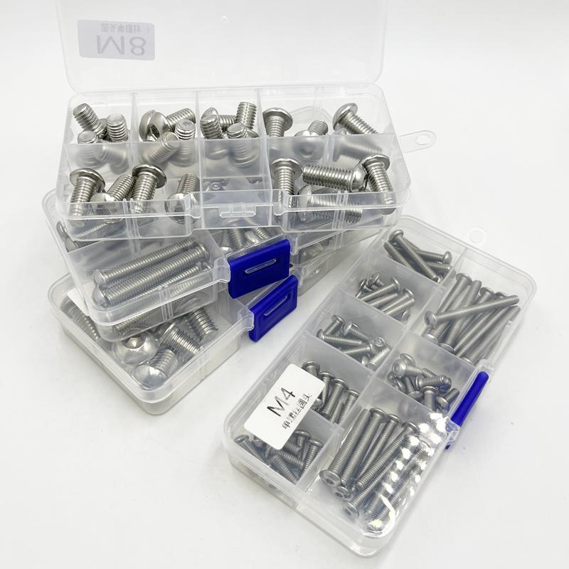 M2 M3 M4 M5 M6 M8 M10 304 Stainless Steel Hexagon Machine Screws Hex Socket Round Head Cap Allen Screw Furniture Fastener Bolt