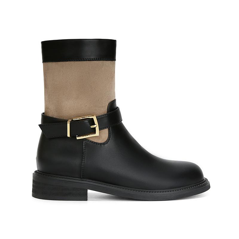 [] Outdoor Girl~ Kick Not Rotten Leather Thick-soled Heightening Martin Boots Short Boots Women's Rhubarb Boots