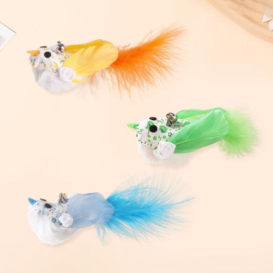Yousheng Cat Feather Toy Refill Simulation Birds Cat Lures Wand Attachment Interactive Wand Replacement Feather Toy for Indoor