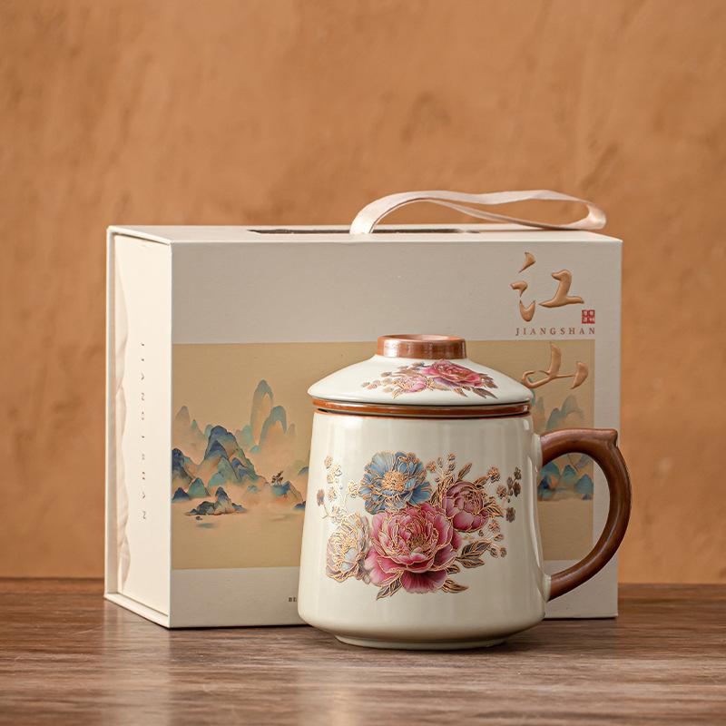 Tea cup tea separation mug office cup ceramic souvenir gift box tea cup