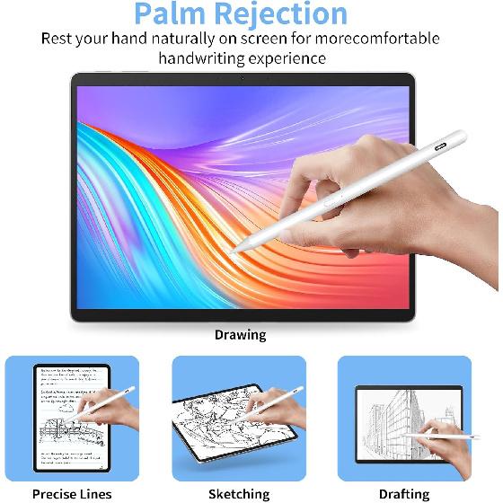 Stylus Pen for iPad, with Storage Box Fast Charging& Palm Rejection, Work for 2018-2023 Apple iPad Pro 11&12.9 inch,iPad Air 3/4/5, iPad Mini 5/6,