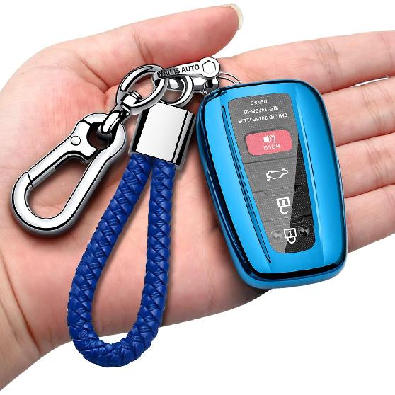 Autophone for Toyota Rav4 Key Fob Cover with Keychain Soft TPU Key Shell Case,Compatible With -2025 Rav4 Smart Key-Red