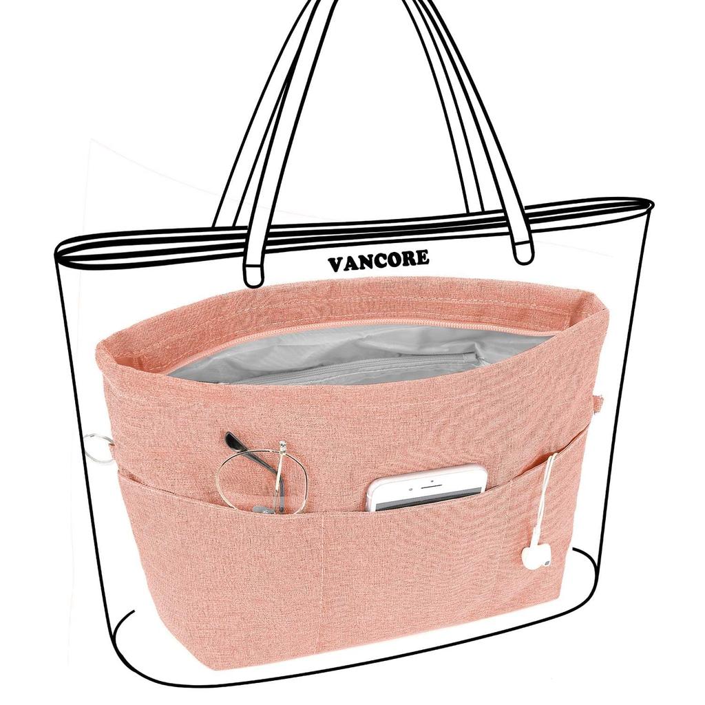 VANCORE Organizer Bag-in-Bag, Small, Self-Standing, Lightweight, Waterproof, Storage Bag with Dividers for Tote Bags, Women's and Men's, Zippered,