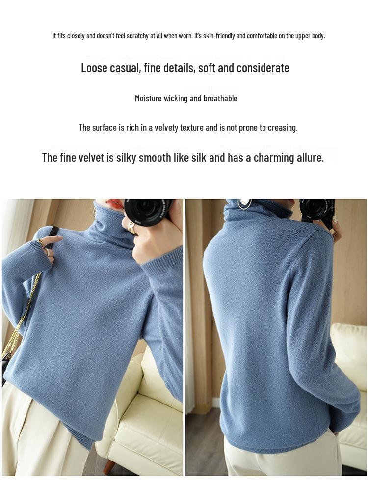 2024 Autumn/Winter Women's High Neck Pure Wool Sweater: Slimming, Warm, Versatile, and Stylish Pullover