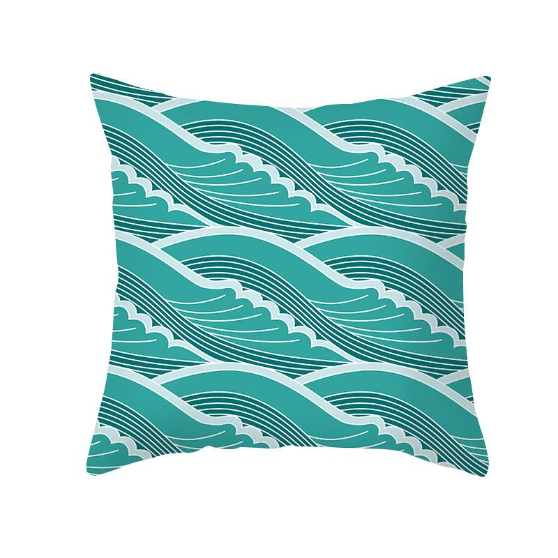 Simple Nordic Style Pillowcase Blue Wave Dolphin Office Sofa Printed Cushion Pillowcase Home