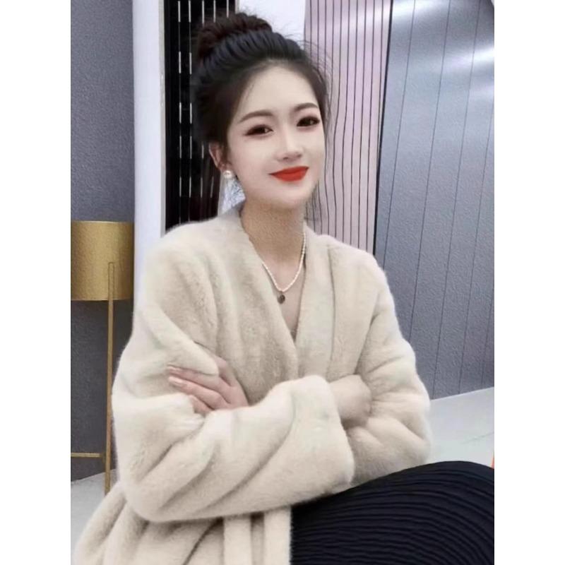 Winter New Imitation Mink Short Collar Fur Integrated Imitation Mink Fur Fur Fur Coat