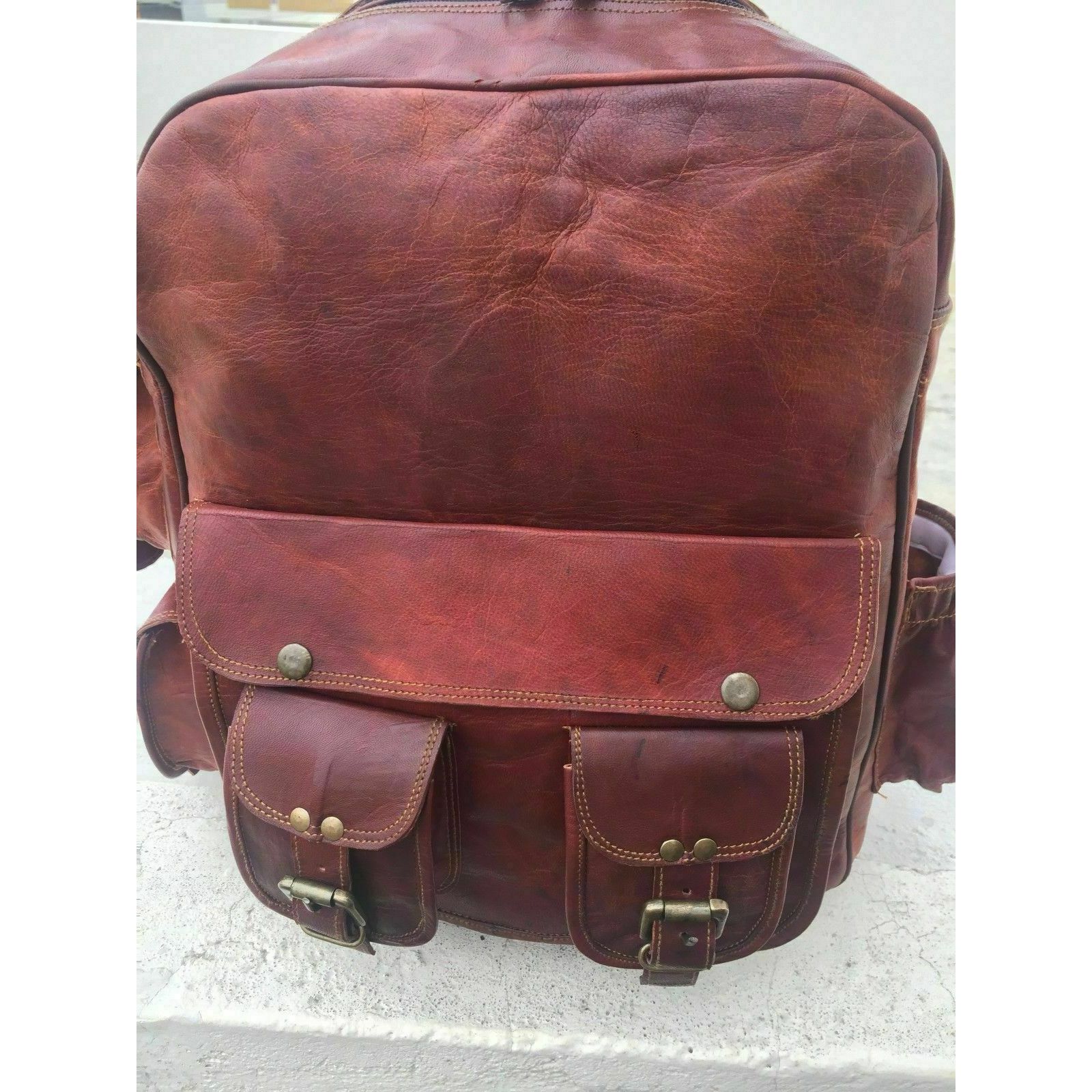 Мужской БОЛЬШОЙ Рюкзак Натуральная Коричневая Винтажная Кожаная Сумка Для Ноутбука Рюкзак — фото 3