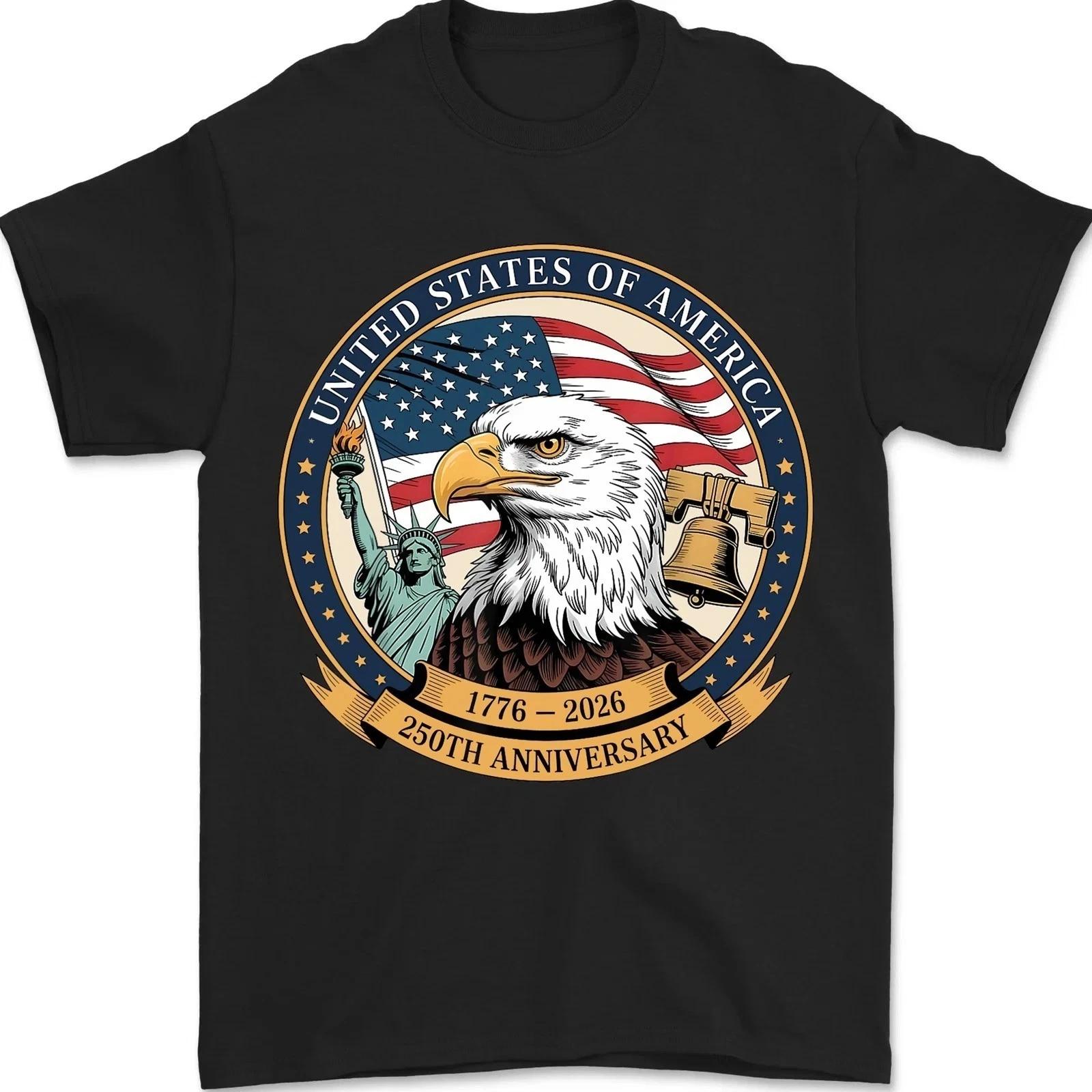 America 250th Birthday US Flag 250 Years Eagle Liberty Bell 1776-2026 T-Shirt 2XL