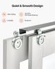 Sliding Closet Door, 1219mm (Double 635mm) x 2032 mm, 5-Lite Frosted Glass Bypass Sliding Doors with Hardware Kit, Solid Wood & MDF Slab with