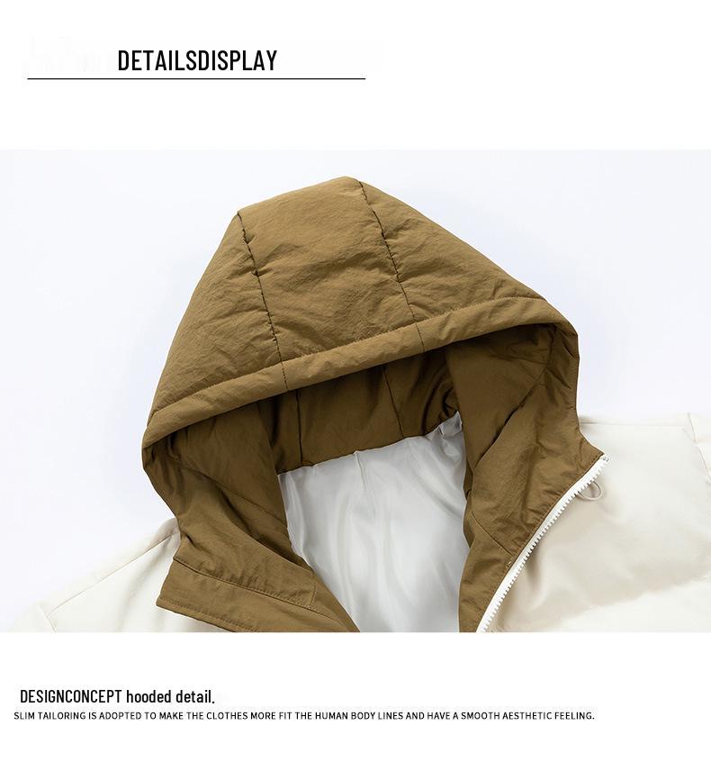 8856 Youth Men's Faux Two-Piece Hooded Cotton Jacket - Warm, Thickened Winter Coat for Couples.