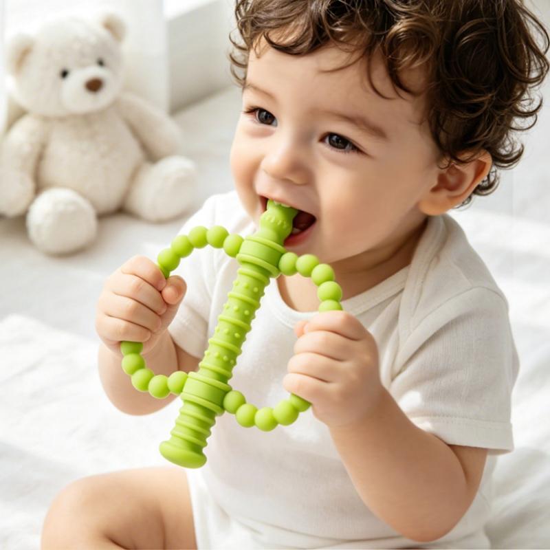 Baby Teething Chew Toys Easy Grip Silicone Handles Safe Non-Toxic Gum Soother for Toddlers Infant Shower Gift