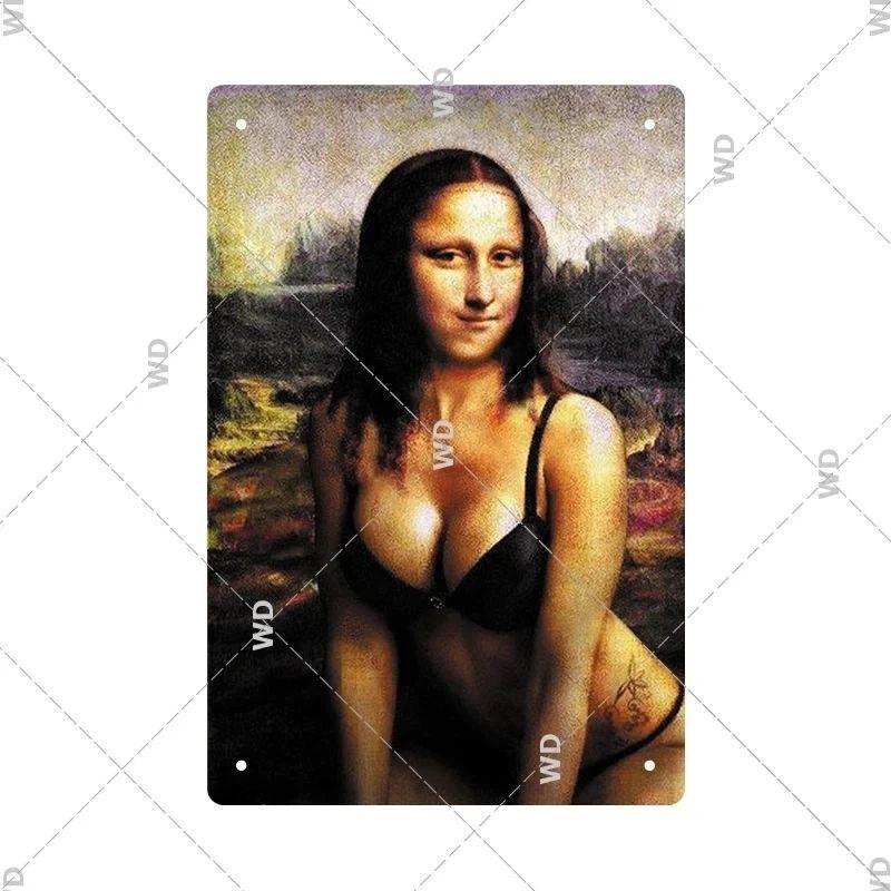 Vintage Mona Lisa Metal Tin Sign Retro Wall Art Home Decor Bar Pub Man Cave Gift