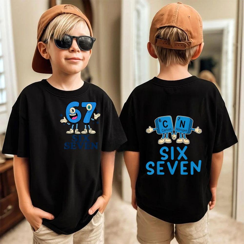 67 T-shirt Girocollo Manica Corta con Stampa Brainrot Divertente Maglietta Meme per Ragazzi Ragazze Bambini Sei Sette Divertenti Bambini Y2k Magliette Top