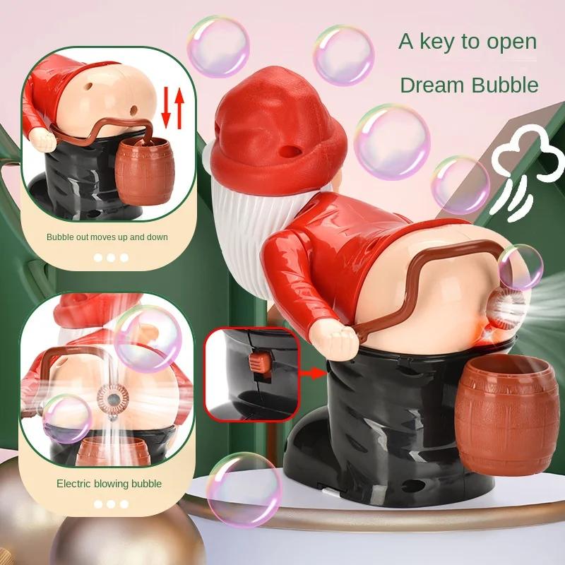 New Christmas Funny Bubble Toy Santa Claus Bubble Machine Electric Santa Butt Bubble Blower With Music Lights Xmas Kids Gift