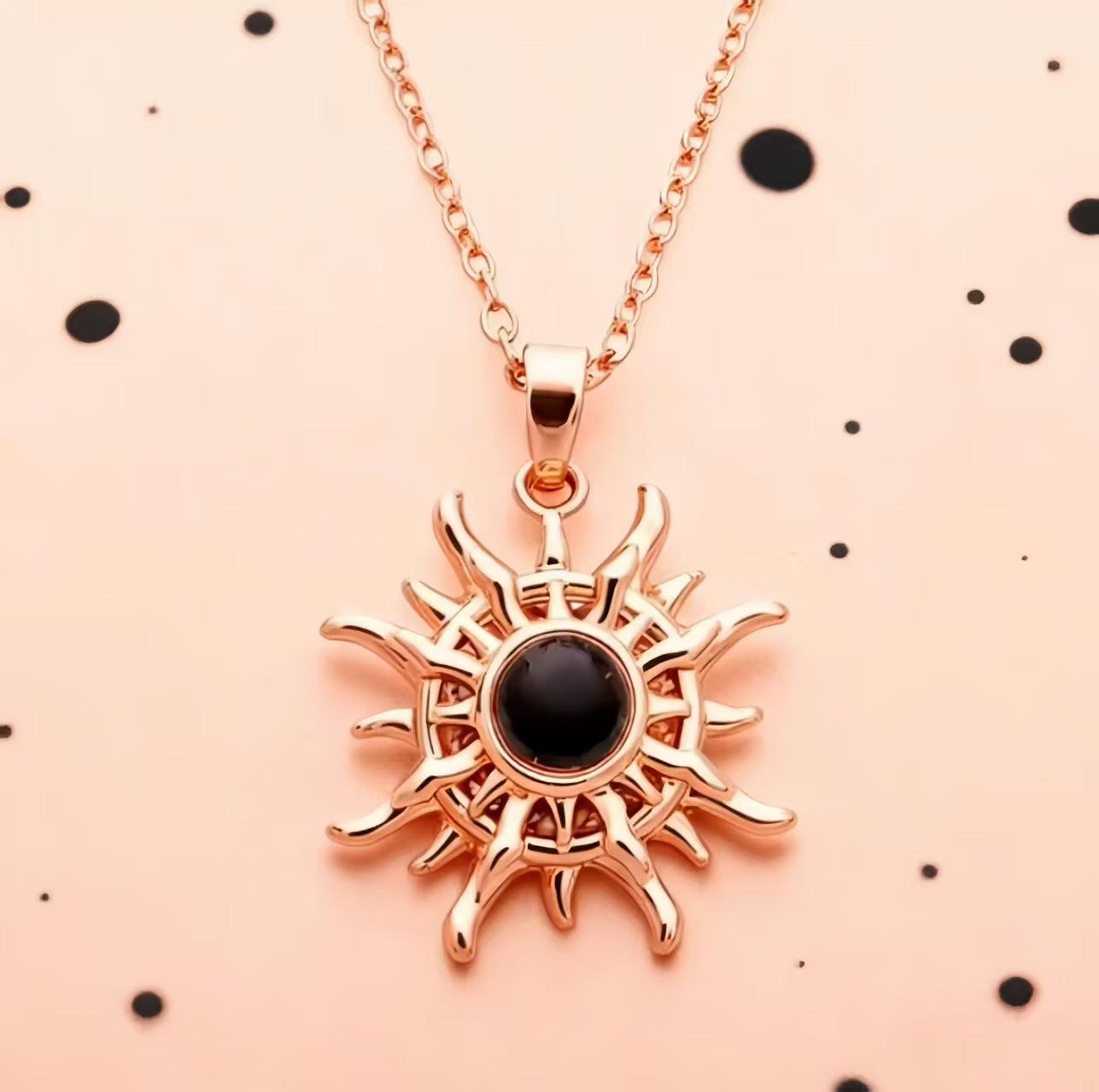 OZON Russian Sunflower Projection Necklace: Light Luxury European-American Style, Custom Couple Accessory