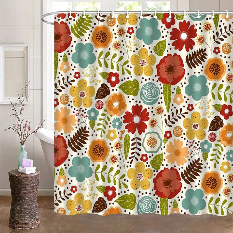 

Blue Floral Bird Shower Curtain Machine Washable All Season Waterproof Privacy Protection Elegant Design Chinese Style 12 Hooks W60H190(CM)-1 Pcs