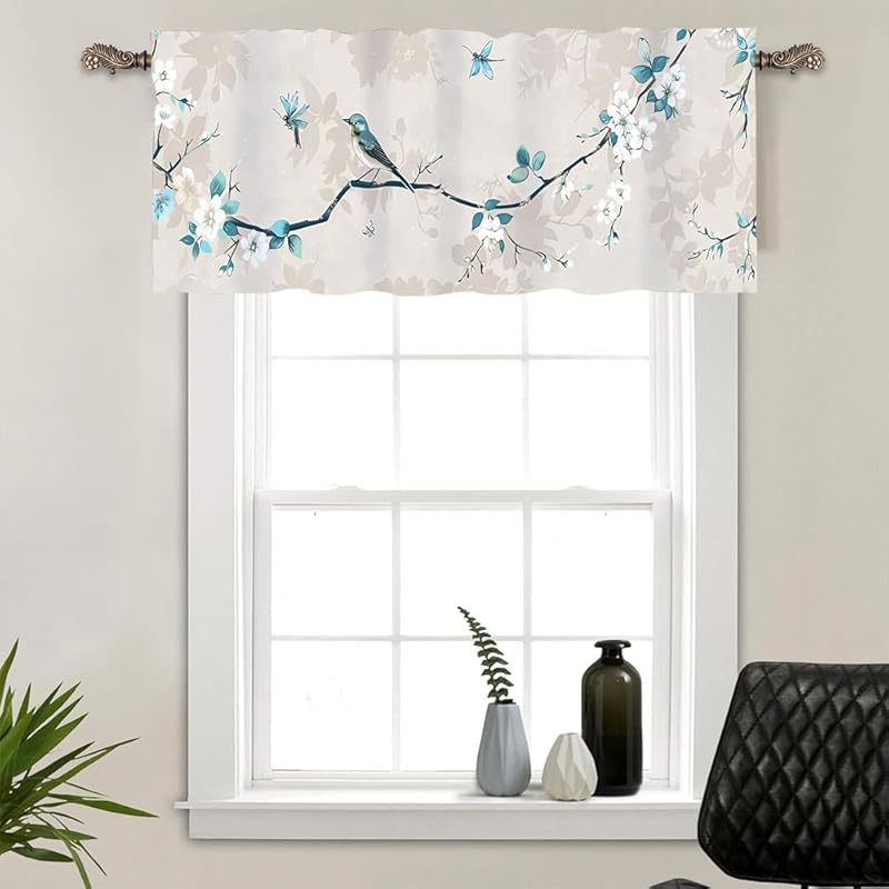 

1 панель Ретро Ветка Птица Оконные ламбрекены, Цветочная Природа Животное Оформление окна Декор Шторы Ламбрекены с карманом для штанги для кухни/гостиной, 54 X 1