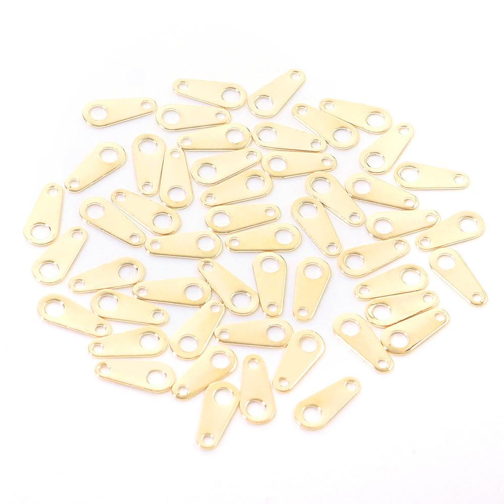 

50pcs 4x8mm Copper Extension End Charms Tail Tags Double Hole Oval Chain Tags For Jewelry Making DIY Necklace Bracelets Supplies золотой