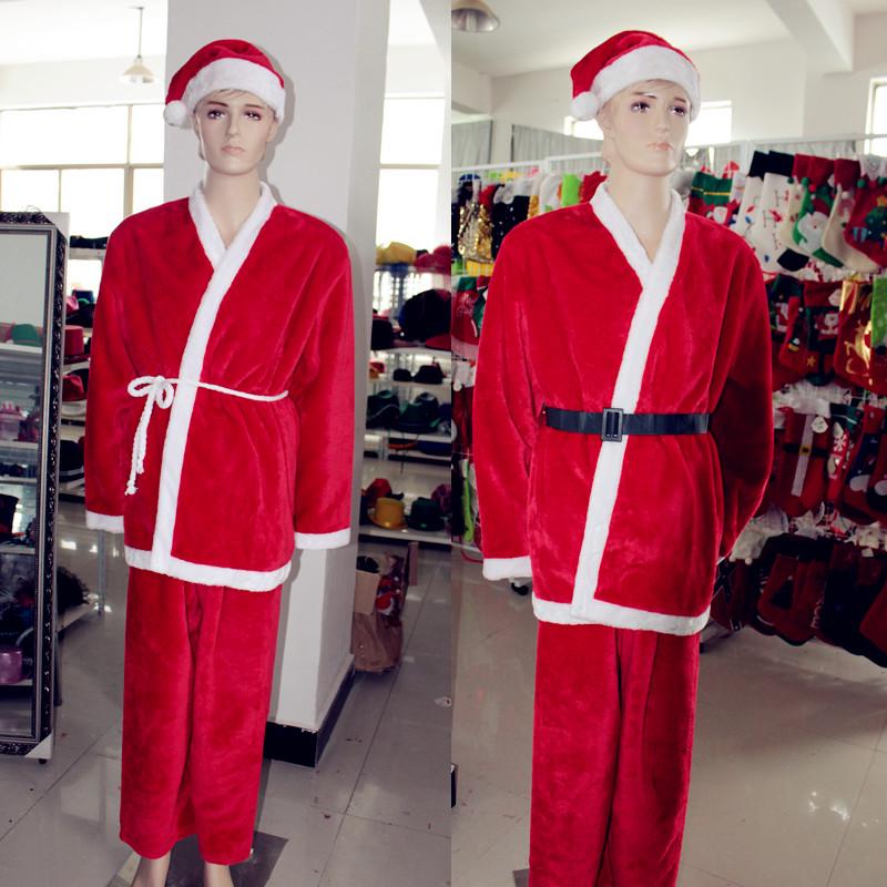 Unisex Adult Santa Claus Costume Set: 5/7-Piece Plush Outfit with Makeup Accessories