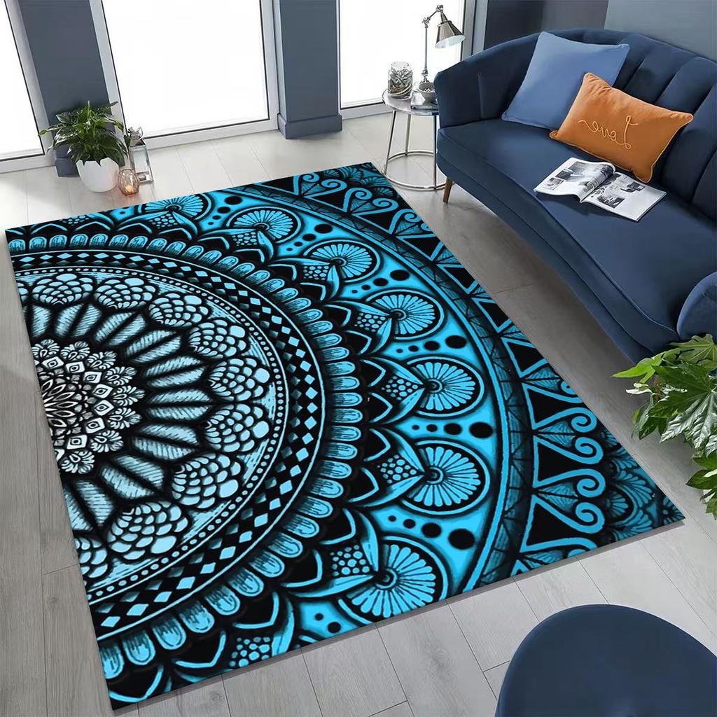 2026 Regenbogen Mandala Blume Chakren Yoga Bohemia Kunst Teppich für Schlafzimmer Wohnzimmer Sofa Zuhause Fußmatte Dekor, Kinder rutschfeste Bodenmatte
