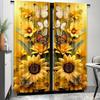 2 st Halvtransparenta Gula Gardiner med Solrosmönster Design med Kanal för Stång för Sovrum Kontor Kök & Vardagsrum Fönsterdekor