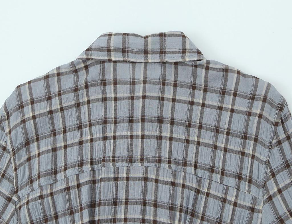 European & American Style Spring Plaid Shirt Dress for Women - Long Sleeve