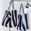 Große Canvas-Henkeltasche Damen Sommer Streifen Einfache Damen Freizeit-Handtasche Outdoor-Umhängetasche