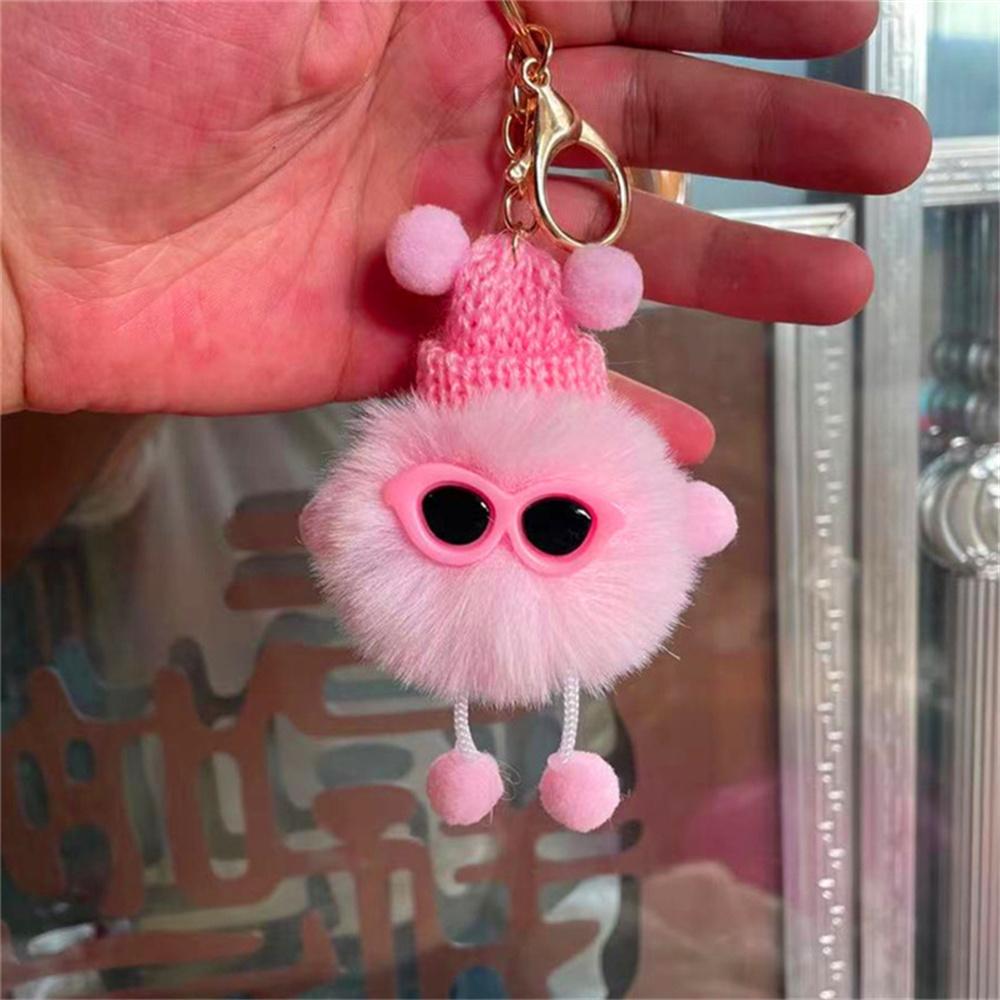 1pc Fashion Cute Mini Ice Cream Key Ring With Tassel Student Fluffy Pom Pom Velvet Plush Keychain For Girls Bag Decoration Gift
