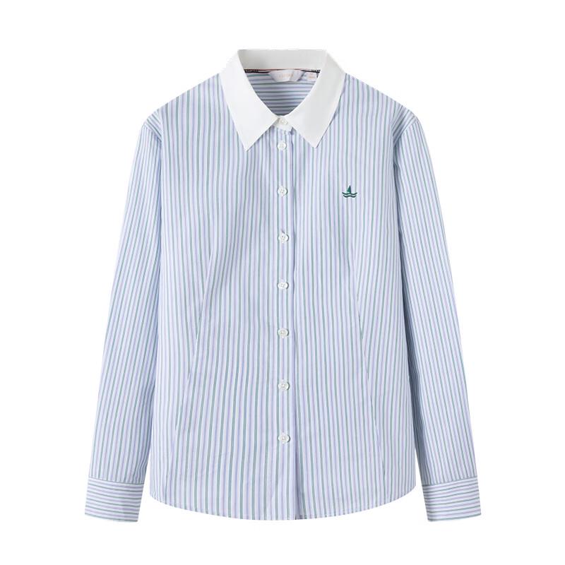 Navigare Italy Sailboat Women's Striped Long Sleeve Casual Shirt