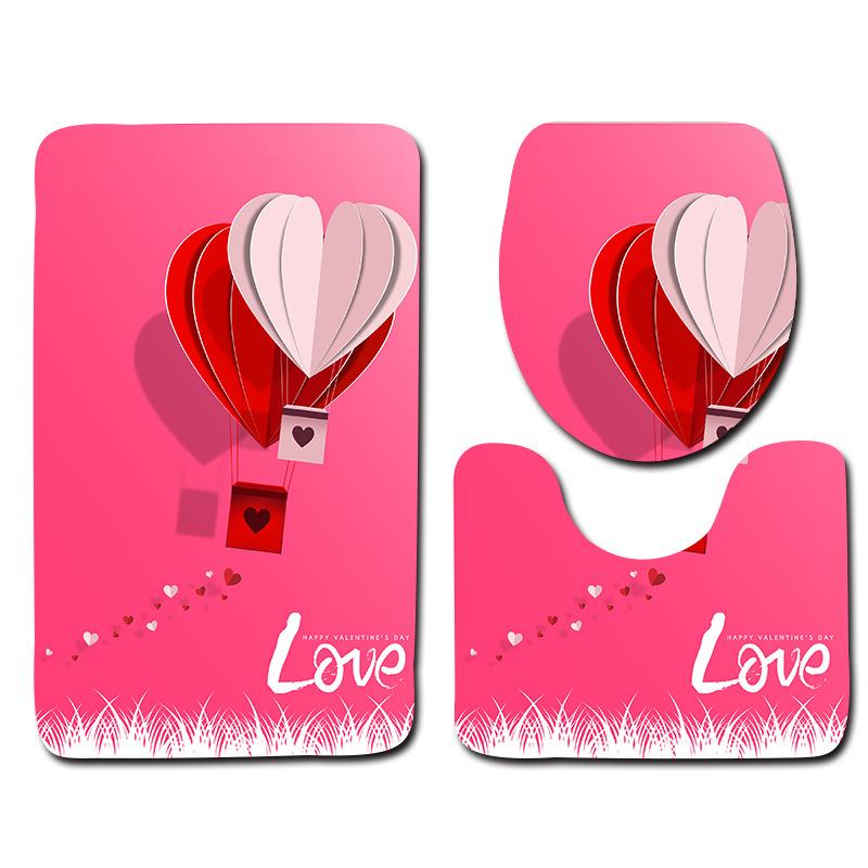 Romantic Dream Valentine'S Day Bathroom Toilet Floor Mat 3-Piece Set