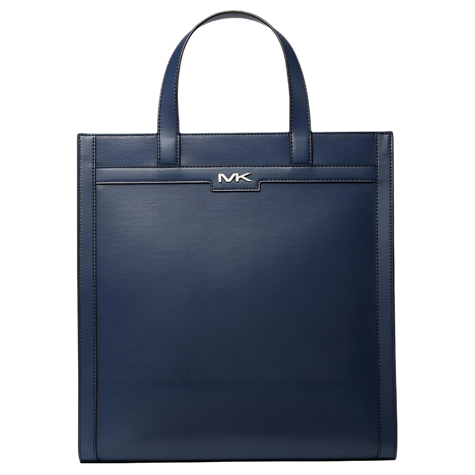 

Michael Kors MK Cooper Solid Silver Logo Zipper Closure Synthetic Leather Handbag Men Handbags Blue 37F3COLT4U-406 Basic Set (Bag+Dust Bag)