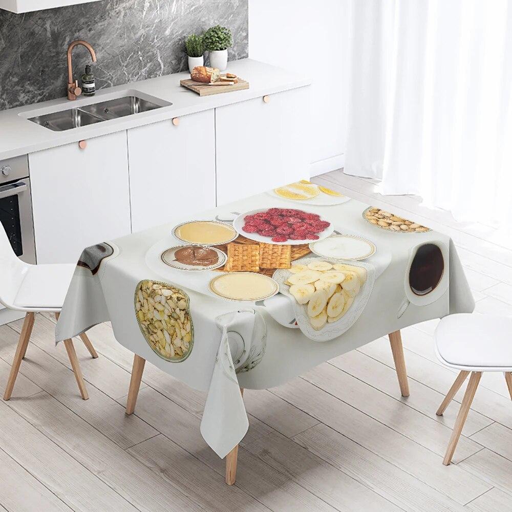 Fata de masa imprimata gourmet bucatarie restaurant decor masa si antifouling rezistenta la apa dreptunghiulara