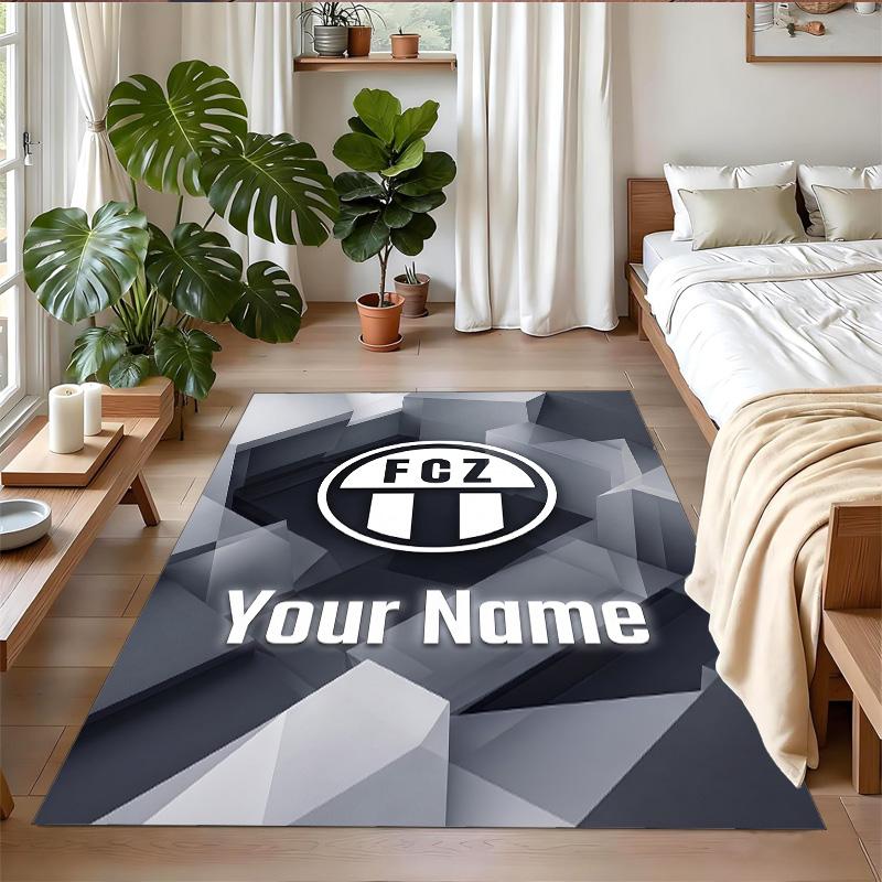 Crystal Velvet Rug Custom Name Text, Soft Non Slip Floor Mat Home DecorFC Zürich