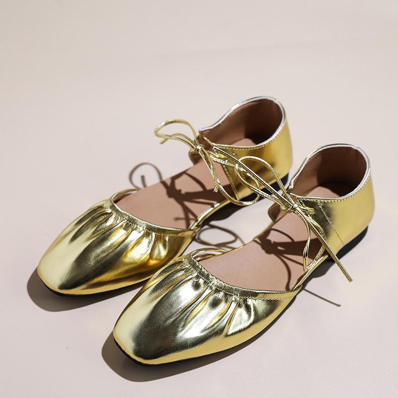 Fashion Women's Flat Shoes Fall New Fashion Square Head Shallow Mouth Soft Sole Anti-slip Wear-resistant Low-top Shoes
