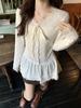 Korean Style V-Neck Lace Long-Sleeve T-Shirt - Women's 2026 Slim-Fit Autumn/Winter Base Layer
