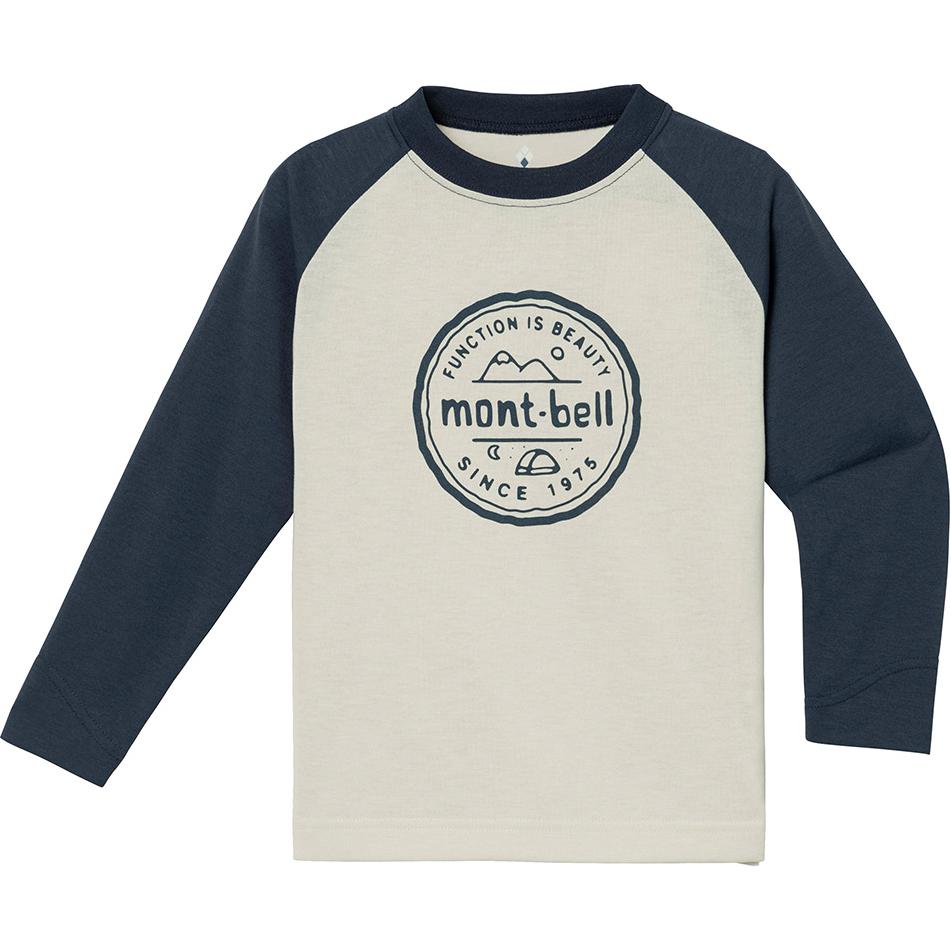 MONTBELL T-shirt Kids Color-blocked Print Pattern Crew Neck Pullover Long Sleeves Ivory Kids