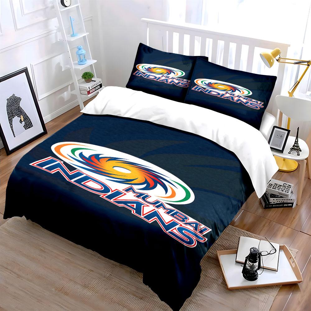 Mumbai Indians Logo Design Print Bedding Set Duvet Cover Pillowcases (1* Duvet Cover 2* Pillowcases Do Not Include Comforter)