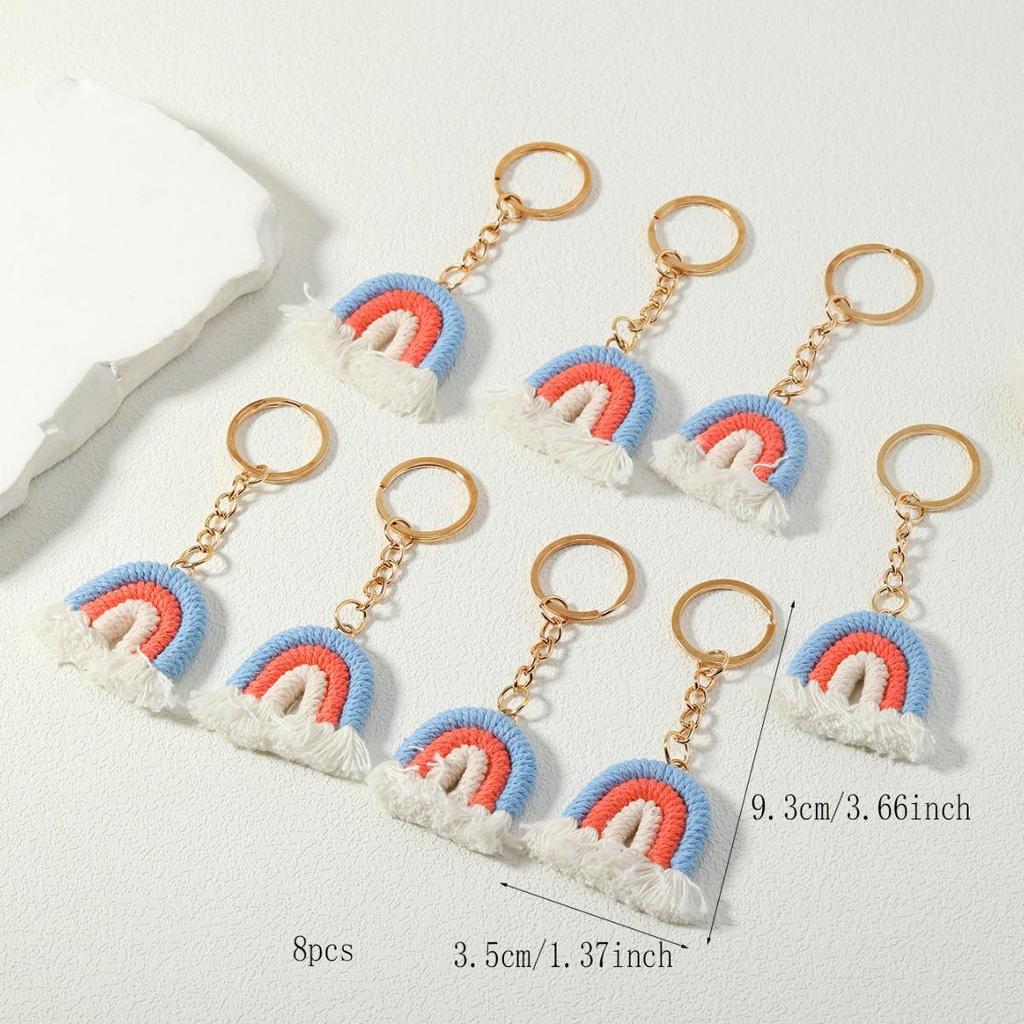 Handmade Rainbow Knitted Jewelry Keychain Pendant - Stylish Woven Accessory