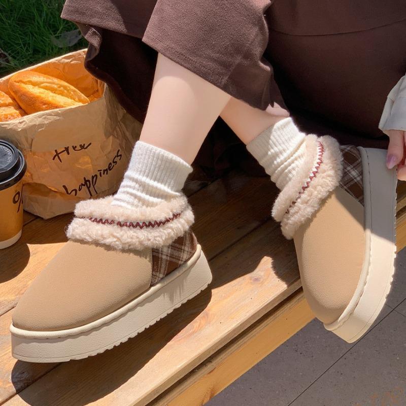 Winter Women Snow Boots Warm Plush Non Slip Thick Bottom Outdoor Faux Fur Booties Cozy Casual Female Platform Cotton Shoes