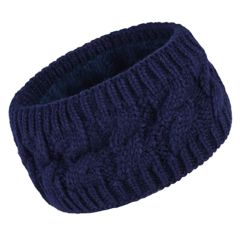 Women's Winter Cable Knit Headband with Velvet, Warm Wide Ear Protection for Sports