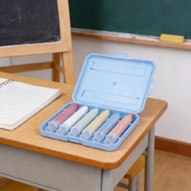 6Pcs Water Soluble Dustless Chalk Colored Sidewalk Chalk with Holder Erasable Whiteboard Art Tool for Blackboard Writing