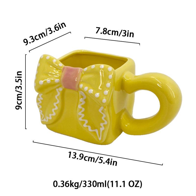 Creative Ceramic Coffee Cup Three-dimensional Bow Mug Exquisite Afternoon Tea Ceramic Flower Tea Cup Home Breakfast Milk Mug New