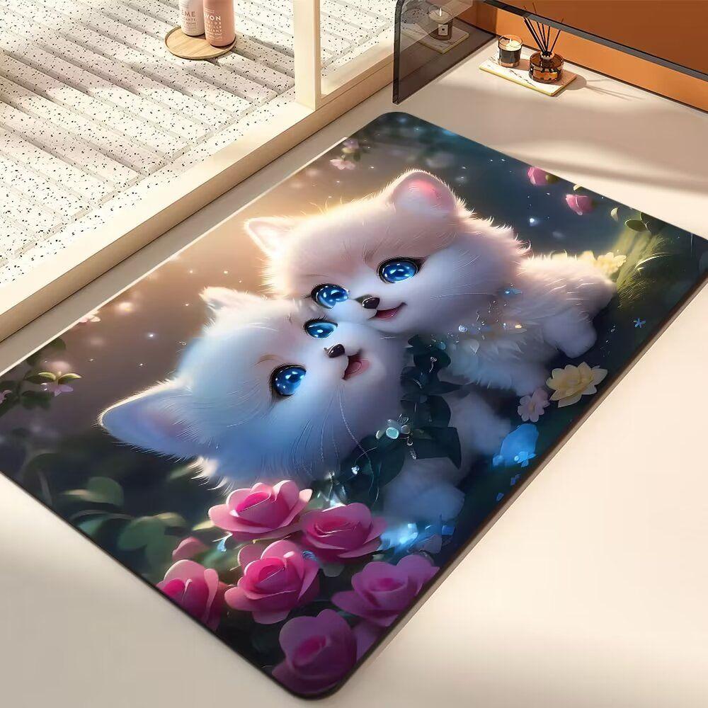 Diatom Mud Suction Mat Cartoon Cute Puppy Bathroom Floor Mat Toilet Toilet Door Non-slip Door Mat Quick Drying Mat