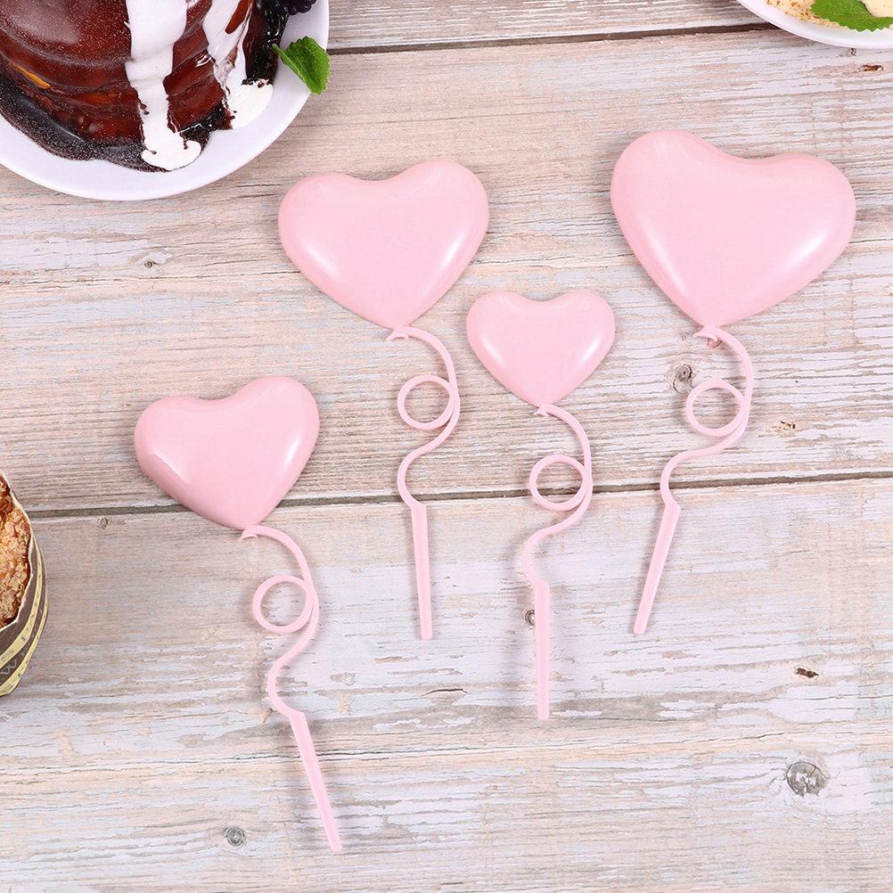36Pcs Heart Balloon Cupcake Picks Sturdy Cake Decorations Valentine's Day Wedding Party Creative Dessert Toppers