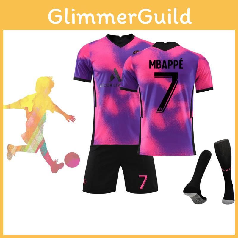 2021 Paris Third Away Purple 7 Mbappe Football Kit 4 Ramos Jersey 30 Messi Suit Polyester Fiber