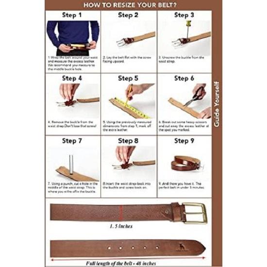 Top Grain Genuine Leather Handmade | Cowboy Belt for Men | 46 Inches Length | Adjustable Size Fits Waist 28-40 Inches